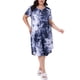 thumbnail image 1 of Camisones de mujer de tallas grandes Agnes Orinda, con cuello redondo, de tie dye, de manga corta, pijamas suaves, ropa de dormir, vestido midi de lounge 1X azul oscuro, 1 of 6