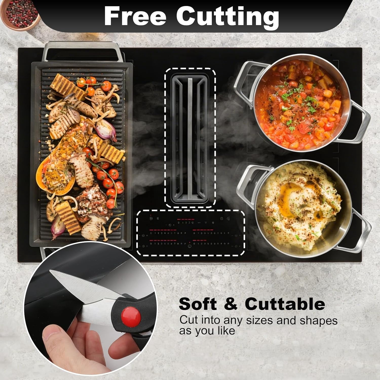 60 x 52 Induction Hob Protector Mat Silicone Induction Hob Cover Electric Stove Burner Scratch Protector Covers Heat Resistant BPA Free for Stove Multifunctional Silicone Mats