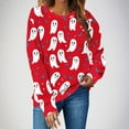 thumbnail image 2 of Makaor Crewneck Sweatshirt Womens Halloween Tops Fleece Long Sleeve Pullover Casual Fall Clothes Red L, 2 of 4
