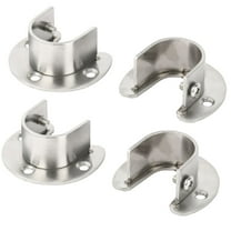 Unique Bargains 4 Piece Stainless Steel Closet Rod Bracket Flange Holder Pole 1.1" Dia