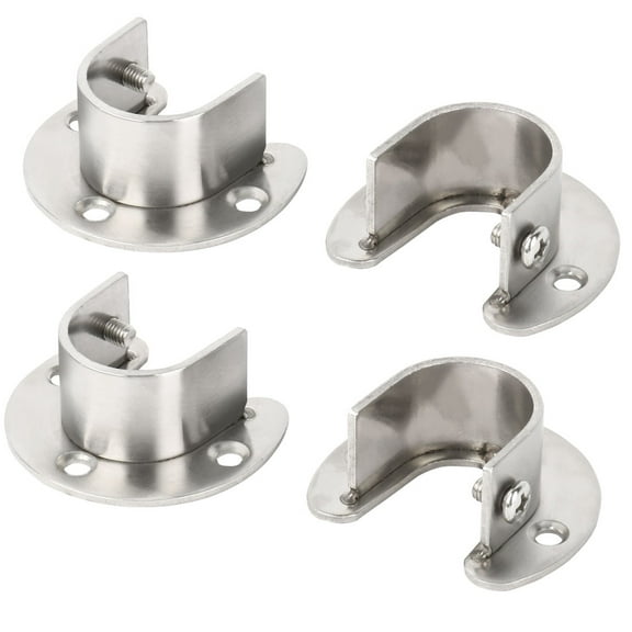 Unique Bargains 4 Piece Stainless Steel Closet Rod Bracket Flange Holder Pole 1.1" Dia