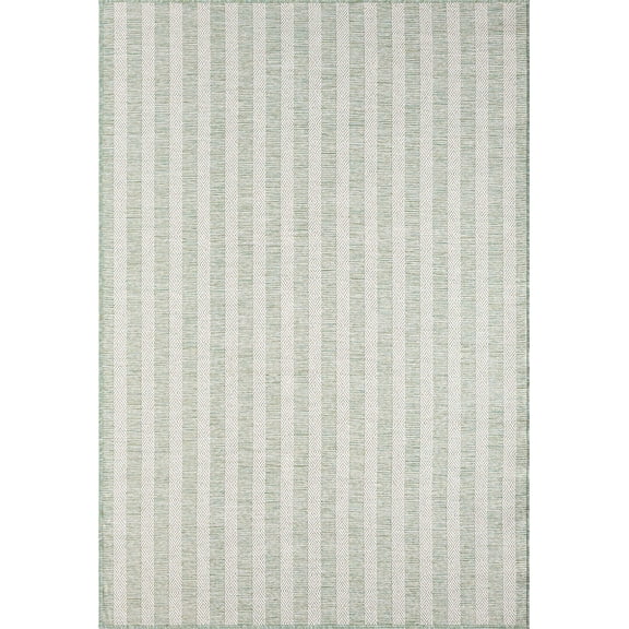 Ocean Green Striped Indoor/Outdoor Rug 3x5