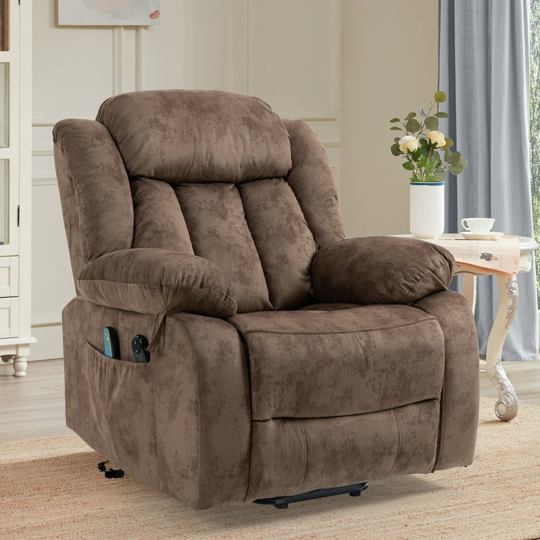 Wide Seat Lift Chair, Power Lift Recliner with Heat Therapy and Massage Function, Modern Fabric Electric Reclining Sofa with Remote Control and Side