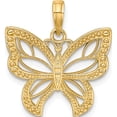 thumbnail image 4 of 14K Yellow & Rhodium With Butterfly White Beaded Wings Charm (22.8 X 19.95) Made In United States k9263, 4 of 5