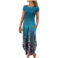 thumbnail image 2 of Robes Grande Taille pour Femmes Robe Décontractée Ample avec Poches Manches Courtes Imprimée Col Rond Longueur Cheville Robe Manches Courtes en Solde, 2 of 5