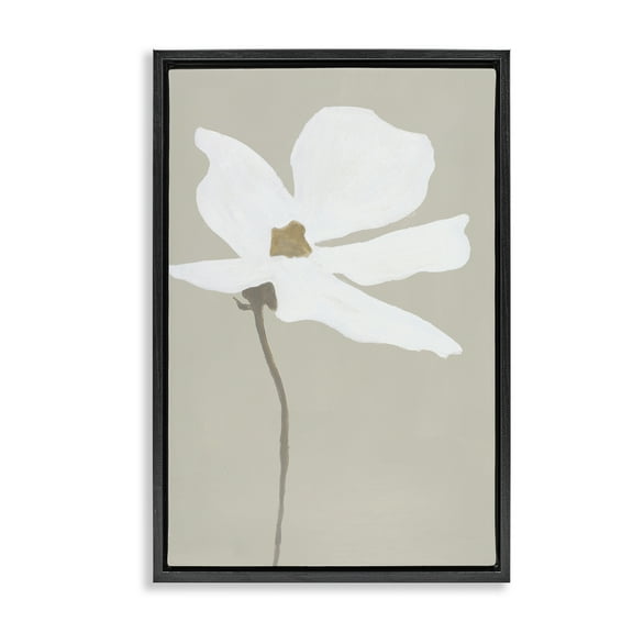 Stupell Industries White Flower Sprout Botanical & Floral Painting Black Floater Framed Art Print Wall Art, 17 x 25