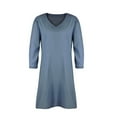 thumbnail image 5 of Chbgutlmr Denim Dress for Women 3/4 Sleeve V Neck Shift Mini Dress Casual Loose Summer Trendy Jean Dress, 5 of 6