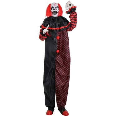 Haunted Hill Farm 6 ft Animatronic Pop-Up Two-Headed Clown with Light-Up Eyes for Scary Halloween Decoration, HHCLOWN-32FLSA