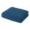 thumbnail image 4 of Madison Park Rowan 50x60" Contemporary Chenille Waffle Knit Throw in Navy, 4 of 9