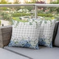 thumbnail image 5 of 2 Pack Outdoor Waterproof Throw Pillow Covers,Farmhouse Blue Hydrangeas Flower Leaves Decorative Patio Pillowcases for Chair Couch Sofa 16x16in, 5 of 9