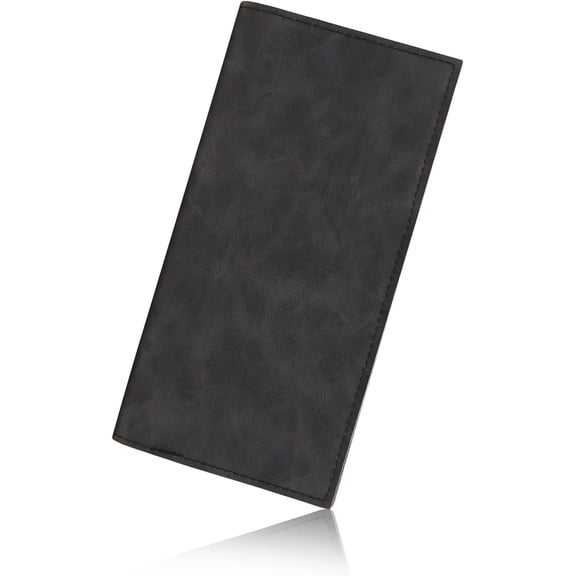 Mens Wallet, PU Leather Card Wallet Card Holder Wallet with Multiple Card Slots for Men, Long Bifold Travel Wallet Slim Wallet with ID Window for Travel, Date (black)