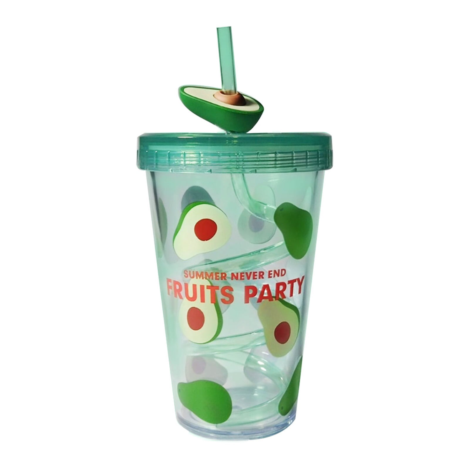 4 New 20 oz. Fruit Infuser Tumblers With Lids And Straws 2 Green/2 Blue