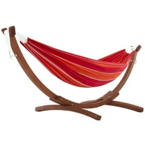 Vivere Double Cotton Hammock, Comfortable Daybed with Wood Frame, 8', Mimosa