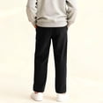thumbnail image 5 of CPNG Teenagers Boys Straight Wide Leg Pants Drawstring Elastic Waist Corduroy Loose Boys' Pants Sweatpants(Black,12-13 Years), 5 of 7