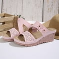thumbnail image 5 of Women's Summer Casual Sandals Comfortable Wedge Platform Height Increasing Slip On Floral Decor Sandals Wide Fit Lightweight Outdoor Walking Sandals, 5 of 9