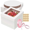 thumbnail image 1 of Juego de 5 Cajas para Pasteles con Ventana, Tapa y Base, Cajas de Cartón para Repostería con Cinta y Pegatinas Decorativas para Bodas, Cumpleaños Fiestas y Regalos, 1 of 4