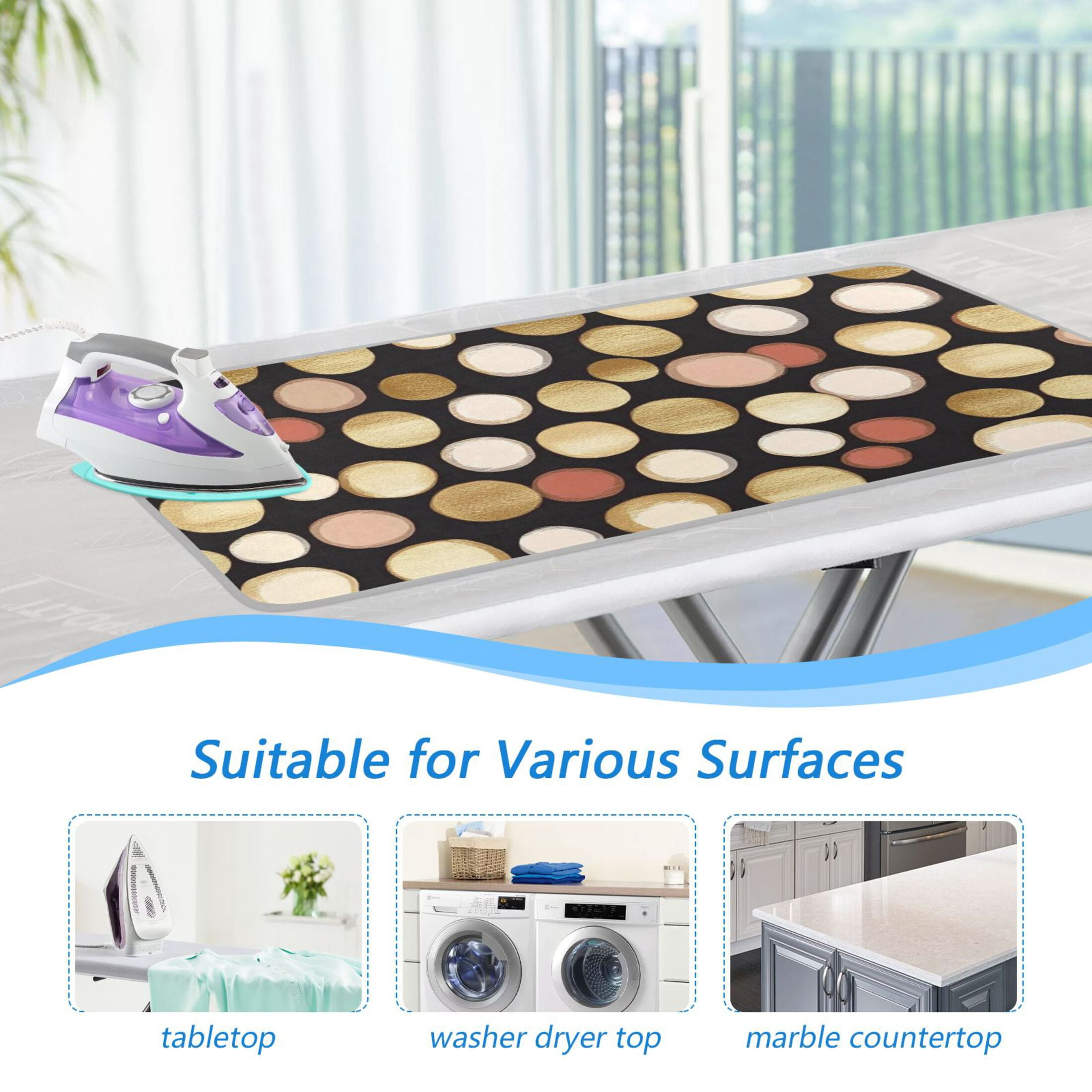 Simple Brown Spots Ironing Mat Blanket for Table Top Travel Portable Ironing Board Pad 47.2x27.6 Inch