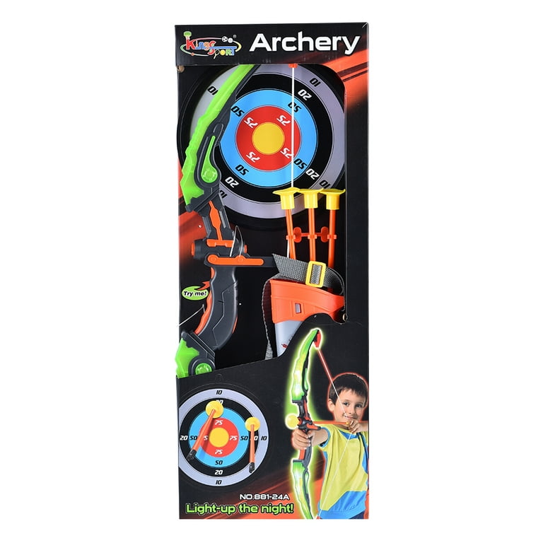 JA-RU Green Bow & Arrow Archery Set (1 Pack) 4 Suction Cup Arrows w/Arrow  Quiver Belt Holder. Kids Toys for Boys & Girls. Outdoor Hunting Games 