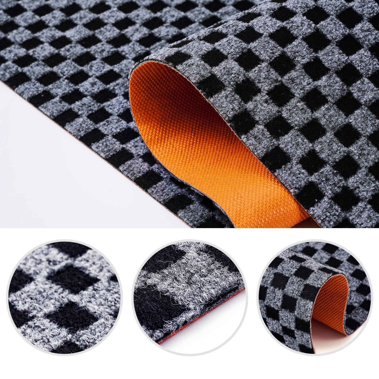 BESTVUE Runner Rug Outdoor Non Slips Carpet Runners Indoor Utility Area Rugs Mat for Kitchen Hallway Entryway Garage with Rubber Backing Checkred Grey 4ft x 11ft