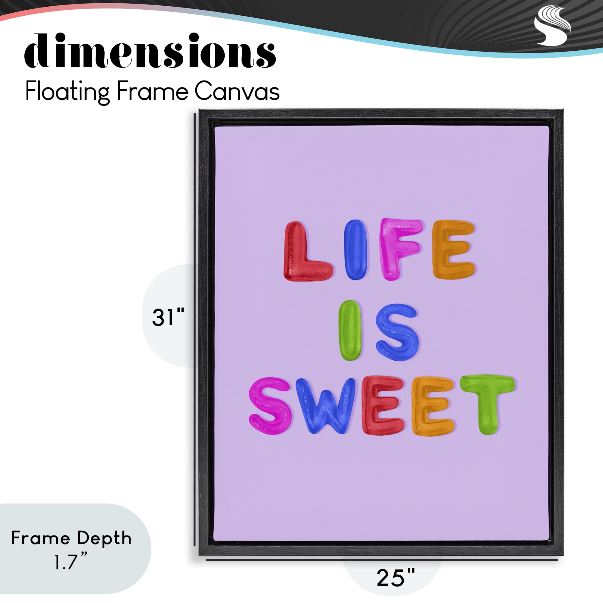 Stupell Industries Life Is Sweet Gummies Black Framed Floater Canvas Wall Art, design by LISH Creative