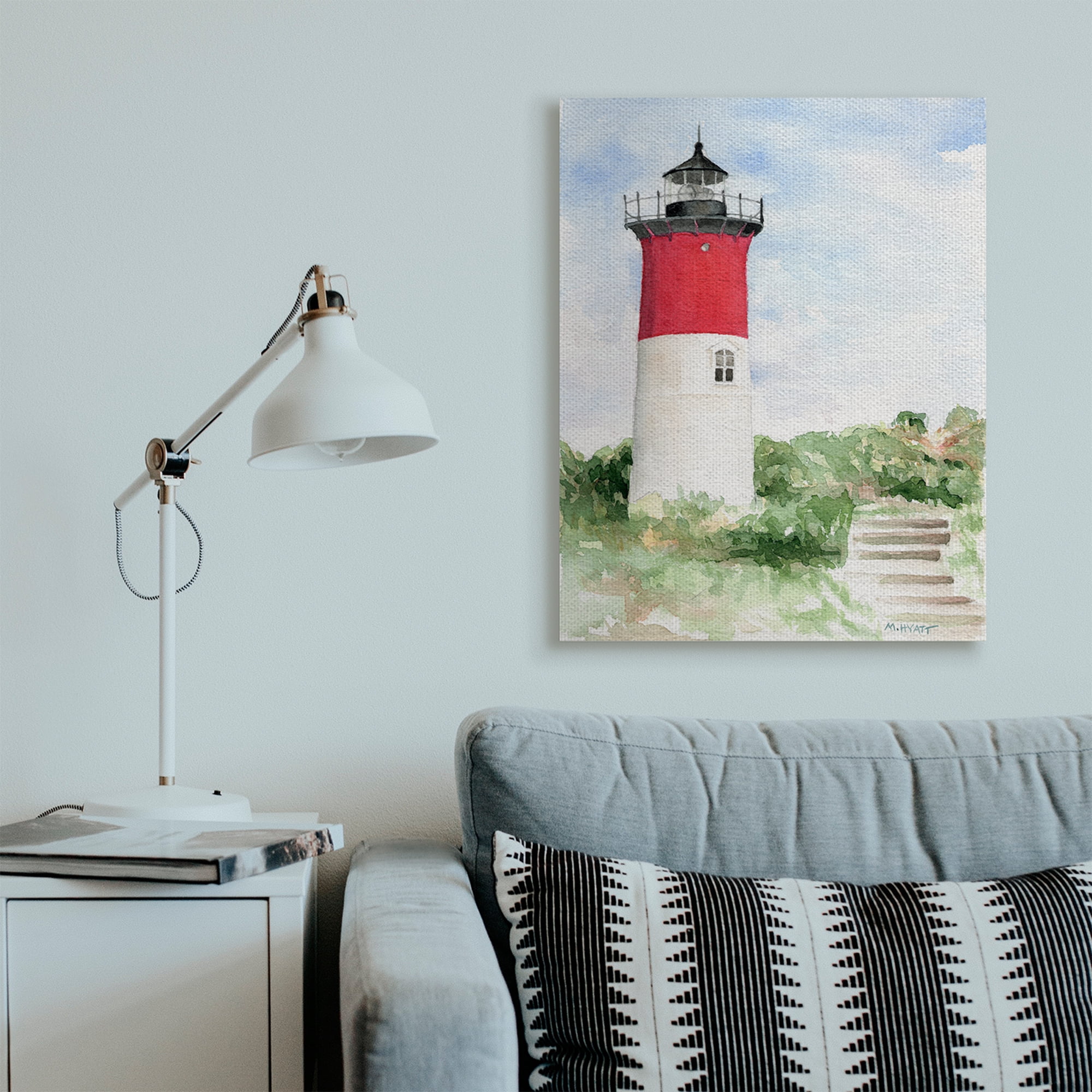 Stupell Industries Stairs Leading to Nauset Lighthouse Green Cliffside Canvas Wall Art, 30 x 40, Design by Melissa Hyatt LLC