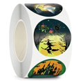 thumbnail image 1 of Pegatinas de papel autoadhesivas para embalaje, etiquetas adhesivas de sellado para caja de dulces, Halloween, calabaza, bruja, regalo, 100-500 piezas, 1 of 4