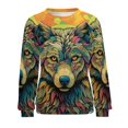 thumbnail image 7 of Colorful Lone Wolf Womens Casual Crewneck Sweatshirt Long Sleeve Tops Cute Pullover Loose Fit, 7 of 7