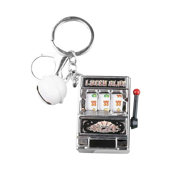 Mini Slot Machine Keychain Pendant, Portable Casino Game Toy with Pull Lever Action, Fun Luck Testing Trinket for Parties Gifts Casino Nights