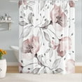 thumbnail image 3 of Extra Long Pink and White Floral Shower Curtain 72 x 84 Inch, Watercolor Flower Bathroom Shower Curtain, Fabric Waterproof Shower Curtain with 12 Hooks, 3 of 6