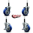 thumbnail image 2 of 4 Inch Blue Poly Wheel Swivel 3/4 Inch Expanding Stem Caster Set 2 Brakes SCC, 2 of 2