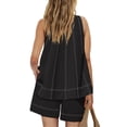 thumbnail image 3 of Women Short Sets 2 Piece Vacation Outfits Sleeveless Tank Top and Shorts Matching Set with Pockets Black XXL, 3 of 6