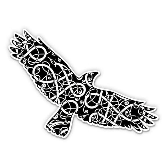 Flying Raven Norse - 3" Vinyl Sticker - For Car Laptop Water Bottle Phone - Waterproof Decal