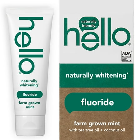Hello Naturally Whitening Farm Mint with Tea Tree   Coconut Fluoride Toothpaste