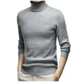 thumbnail image 1 of Styesk Mens Sweater Solid Color Pullover Sweater Cable Knit Turtleneck Sweater Comfy Soft Plush Oversized Sweater Casual Loose Sweaters with Ribbing Edge, 1 of 7