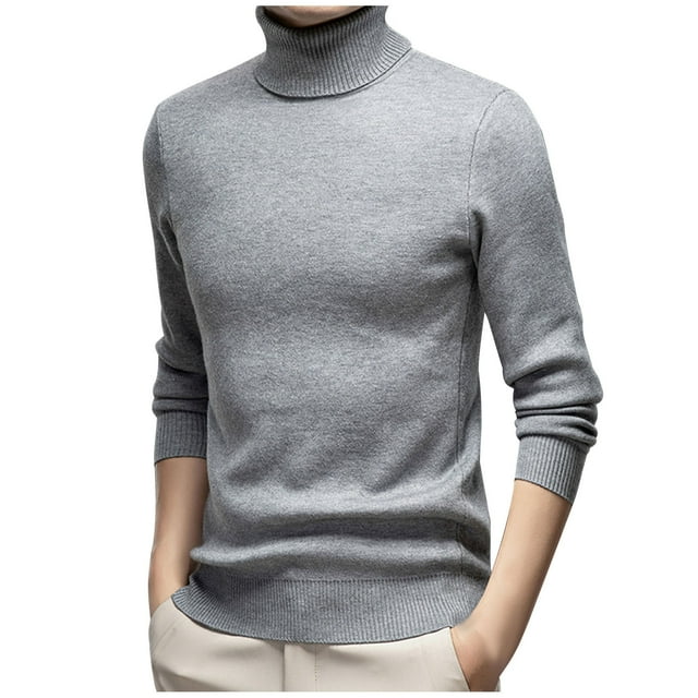 Styesk Mens Sweater Solid Color Pullover Sweater Cable Knit Turtleneck Sweater Comfy Soft Plush Oversized Sweater Casual Loose Sweaters with Ribbing Edge
