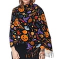 thumbnail image 5 of Shawl Wraps for Women - halloween pumpkins cartoon Oversized Fall Winter Fashion Blanket Scarf for Women, 5 of 6