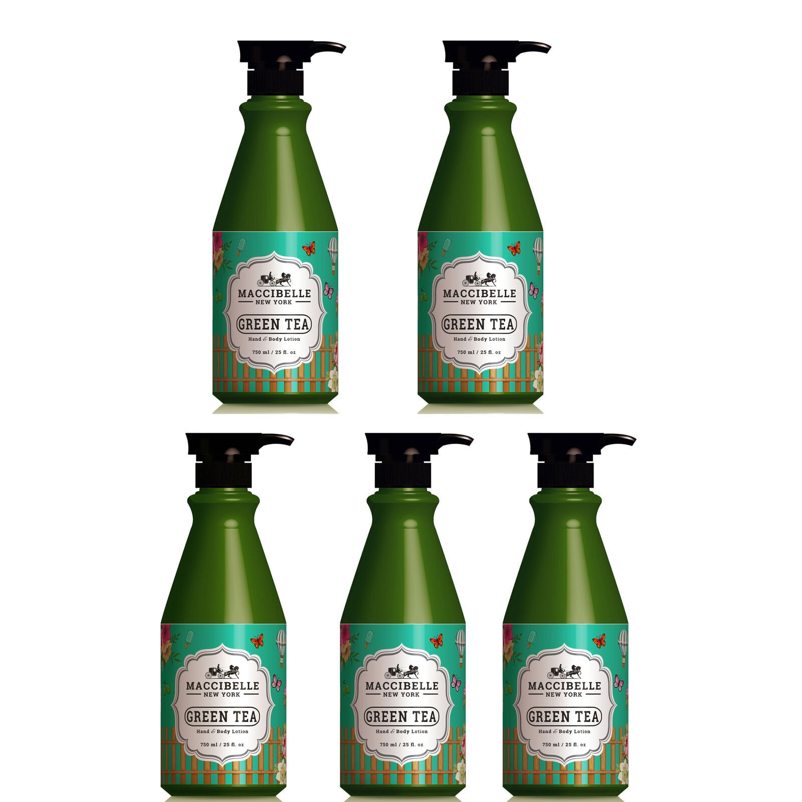 MacciBelle Green Tea Hand & Body Lotion 750 ml (Pack of 5)
