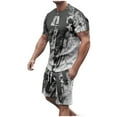 thumbnail image 2 of BiZtdJrK 2 Piece Sets for Men Big and Tall Shirts Matching Drawstring Shorts with Pockets Tracksuits Graffiti Print Casual Summer Jogger Outfits Sales of the Day Black XXL, 2 of 5