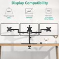 thumbnail image 3 of TEMOGU-Triple Monitor Mount, 3 Monitor Desk Mount for 13-27 inch Computer Screens, Holds up to 22 lbs, Triple Monitors Stand for Desk, with Tilt, Swivel, Rotation, VESA 75/100mm (M003S), Black, 3 of 4
