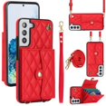 thumbnail image 1 of Samsung Galaxy S22 Funda Protectora con Bloqueo para Billetera Funda con Tapa Magnética Bolsillo con Ranuras para Múltiples Tarjetas con Correa para el Hombro y Correa para la Muñeca Desmontables, 1 of 7