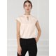 thumbnail image 3 of Allegra K Blusa de trabajo elegante con cuello en V y manga casquillo para mujer, blusa con cuello en V y cuello alto para oficina Beige L, 3 of 6