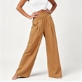 thumbnail image 5 of LIaqionyy Wide Leg Pants for Women Flowy Palazzo Elastic Waist Solid Color Beach Trousers with Pockets Vacation Outfits, 5 of 5