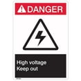 thumbnail image 1 of ANSI Z535 Rigid Plastic "Danger High Voltage" Sign, 7" x 10" (40 Units), 1 of 1