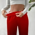 thumbnail image 3 of Winter Pants for Women Fleece Lined Thermal Wide Leg Sweatpants with Pockets Gradient Striped Pull-On Trousers (L, Wine), 3 of 7