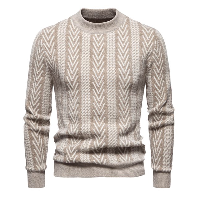 LOVZFMLL Chandails pour Hommes, Vintage Classique Rayé Acrylique Col Rond Côtelé Chandail, Mode Décontractée, Vêtements d'Automne, Hauts d'Hiver Chauds