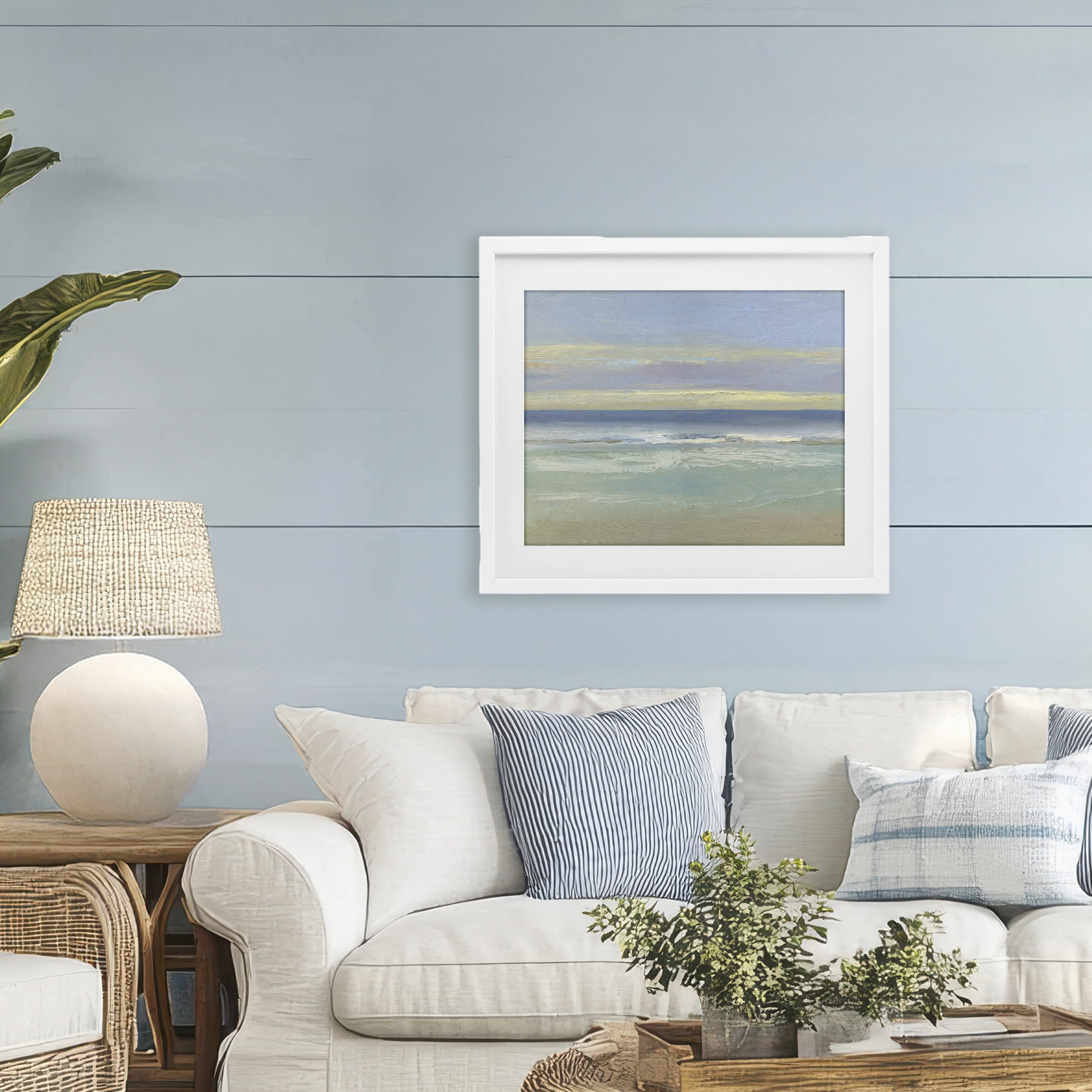 Stupell Industries Tranquil Coastal Morning Waves White Framed Print Under Glass, design by Sally Swatland