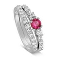 thumbnail image 2 of Classic Art Deco 2 Carat Round Shape Red Ruby Moissanite Diamond Wedding Ring Set in 10k White Gold, 2 of 3