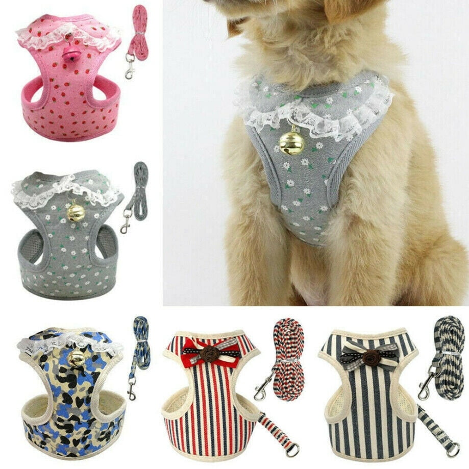 Lace Dog Harness Leash Set Soft Mesh Pet Puppy Vest Lead For Small