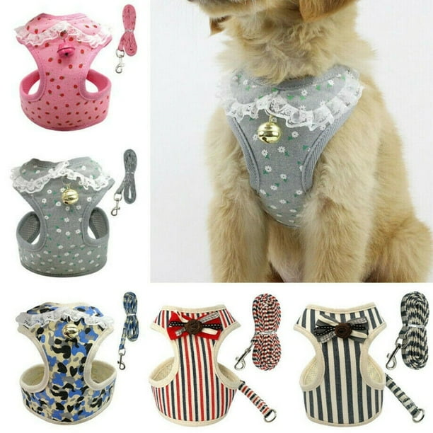 Lace Dog Harness Leash Set Soft Mesh Pet Puppy Vest Lead For Small