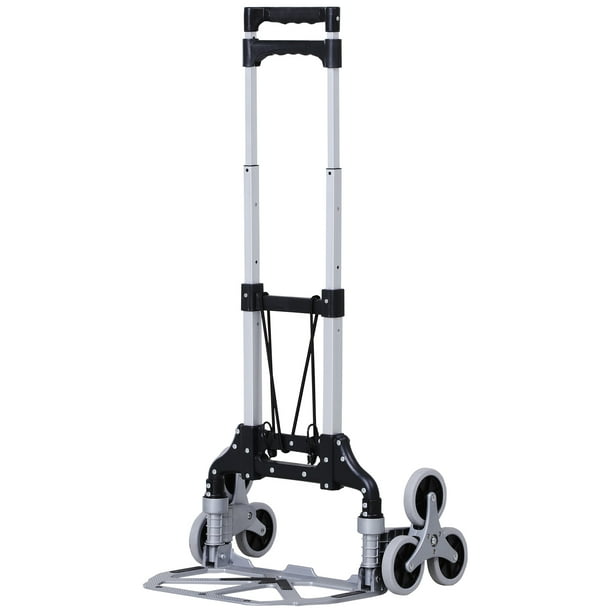 Chariot diable pliable leger telescopique charge 70kg en aluminium  argent-noir - Outillage de jardin à main - Achat & prix